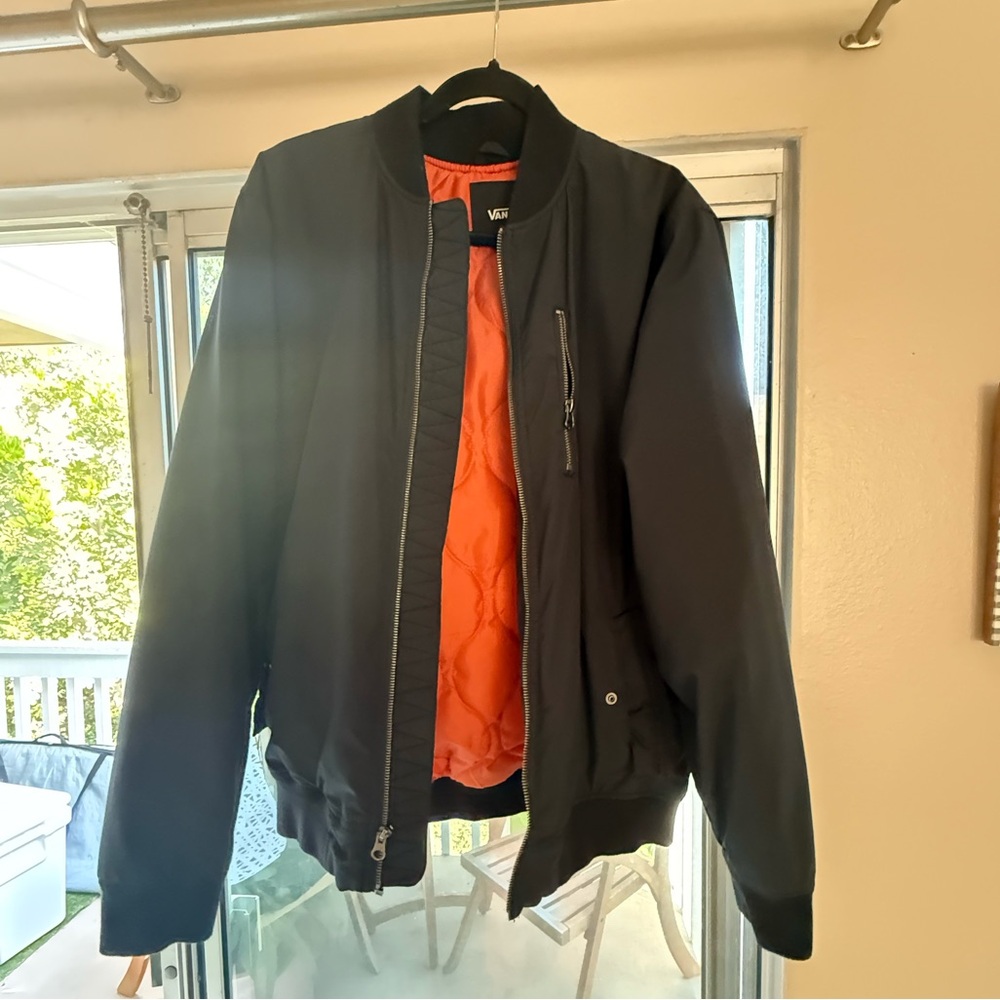 Vans Men's Black Bomber Jacket with Orange Lining